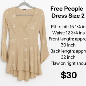 Free People Long Sleeve Floral Mini Dress | Size 2 | $30